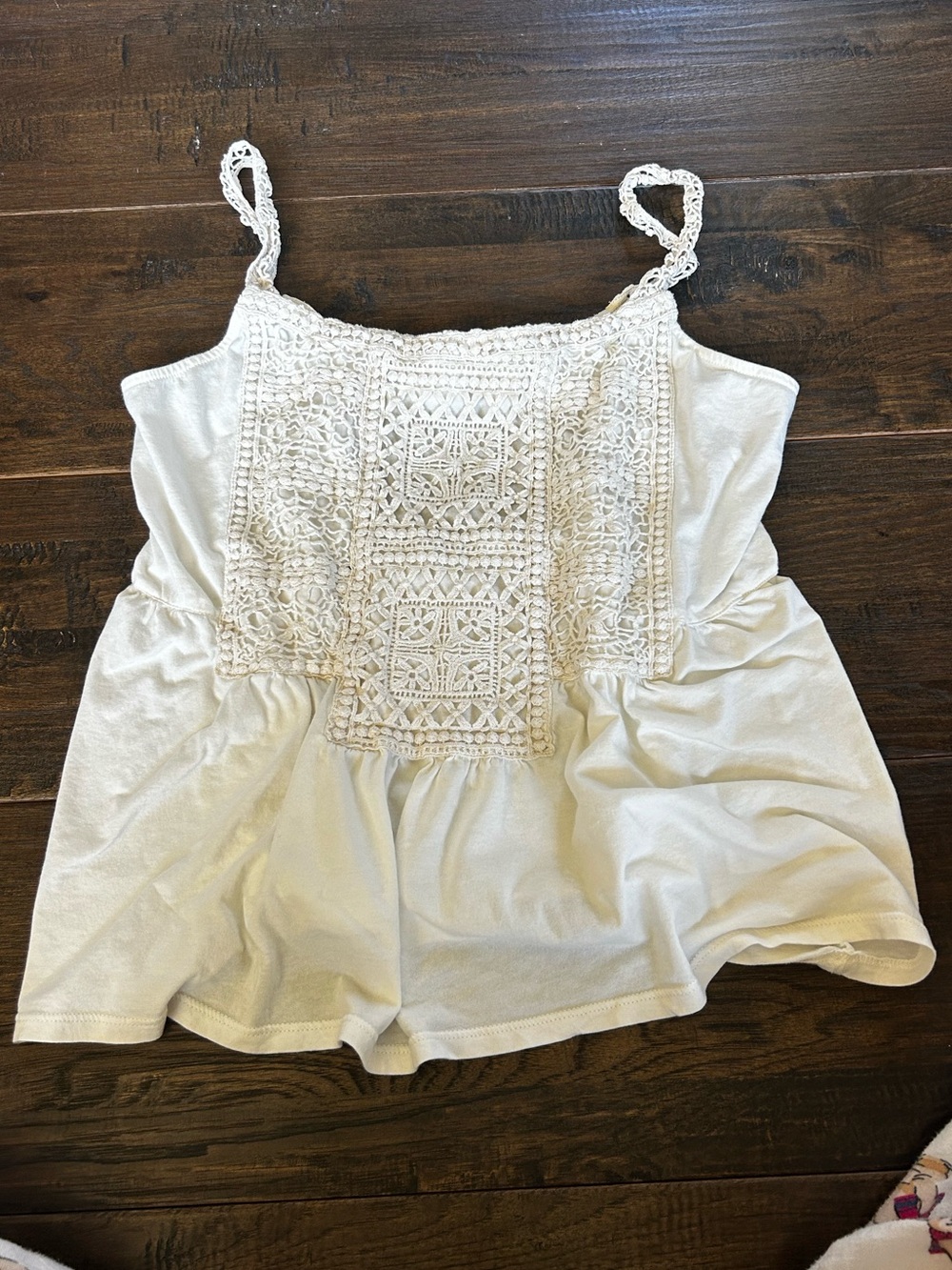 American Eagle Outfitters White Crochet-Front Tank Top
